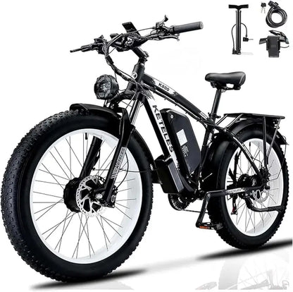 KETELES 4000W Dual-Motor Fat-Tire Electric Mountain Bike  26″, 48V/23Ah Removable Battery, UL 2849 Certified