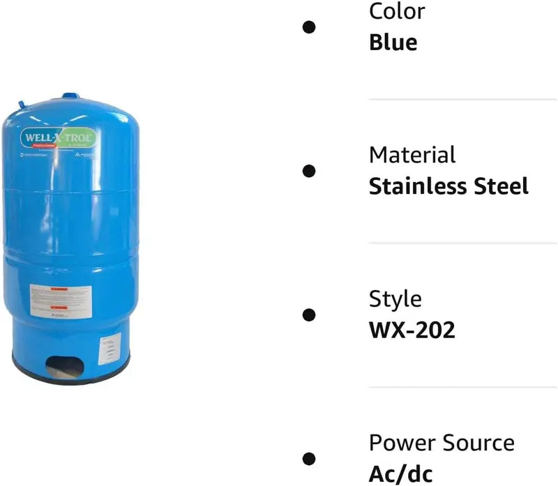 Amtrol Well-X-Trol WX-202 Residential Pressure Tank  High-Strength Steel Construction with Polypropylene Liner