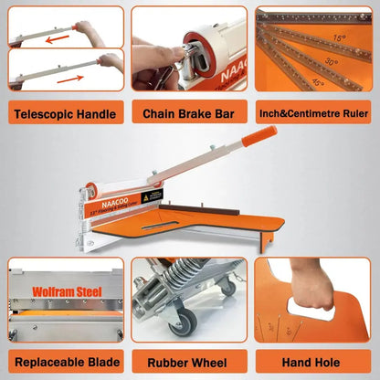 NAACOO 13″ Vinyl & Laminate Floor Cutter, 0°-45° Angles, Aluminum Alloy, Portable with Wheels