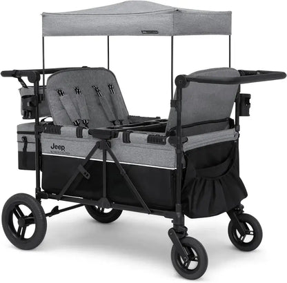 Delta Children Jeep Wrangler 4-Seater Stroller Wagon  Premium Quad-Wheel All-Terrain Wagon
