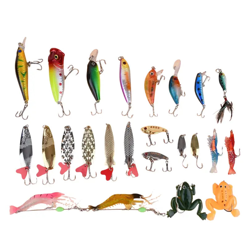 24-Piece Premium Fishing Lure Assortment for Freshwater and Saltwater Angling