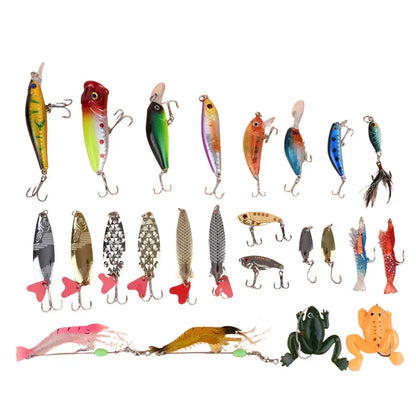 24-Piece Premium Fishing Lure Assortment for Freshwater and Saltwater Angling