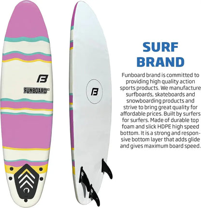 6-Foot Soft Foam Surfboard Set  Includes 3 Fins, Leash, Wood Stringers & Beginner-Friendly Stability