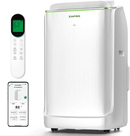 ZAFRO 8,000 BTU Portable AC Unit  4-Mode Energy-Efficient Cooler with Remote, 24-Hour Timer, Ideal for Bedrooms & Dorms, White Design