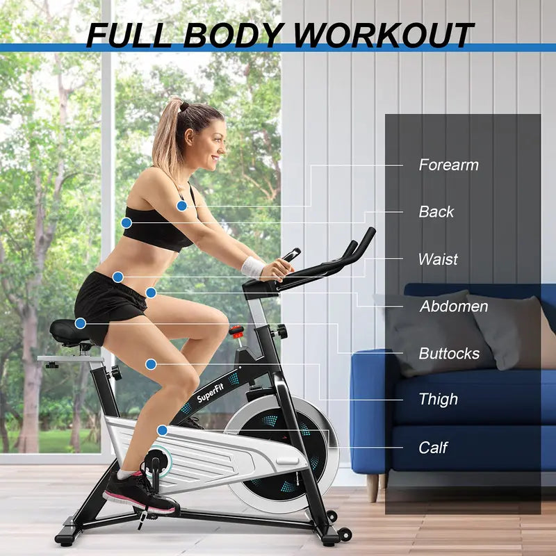 Magnetic Resistance Stationary Bike with Quiet Belt Drive and Ergonomic Design