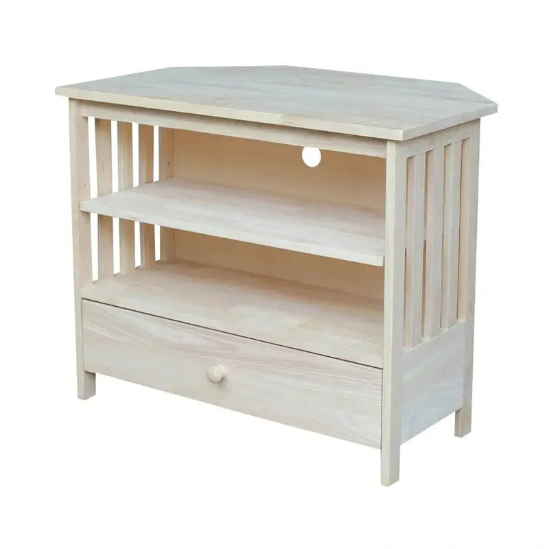 Mission-Style Corner TV Stand  Solid Hardwood Entertainment Console for Compact Living Spaces