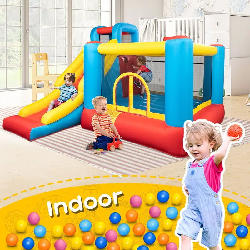 JOYMOR Bounce House Inflatable Bouncing Castle Play Center w/ Air Blower, Jump’n Slide Bouncer, Suitable for Toddler Baby and Little Kids