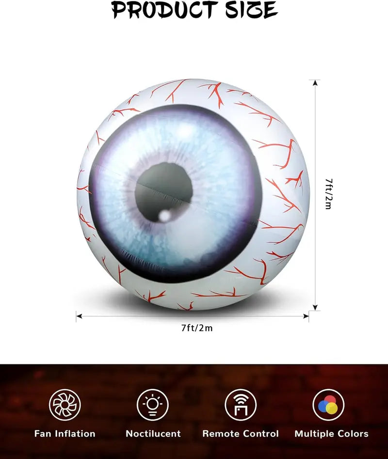 Large Outdoor Halloween Inflatable Eyeball  Giant Animated Yard Decoration with Built-in Fan