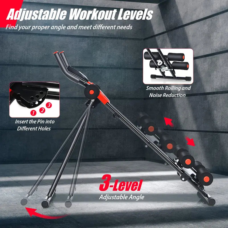 Foldable Abdominal Trainer with Three Resistance Levels for Core Strength and Stability Workouts