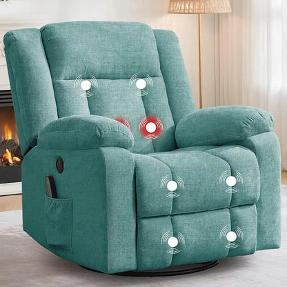 Adult Gliding Rocking Recliner  360° Rotation with Heat & Massage Functions