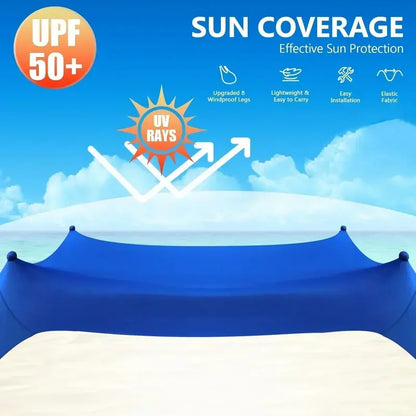 10′ x 10′ Heavy-Duty Beach Tent with UPF 50+ Sun Protection  Portable Sand Anchor Canopy Shelter