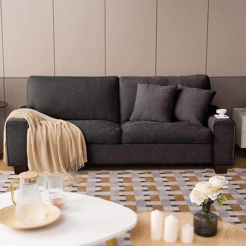 DOPEDIO Chenille Double Sofa Lounge Chair with Removable Solid Wood Frame