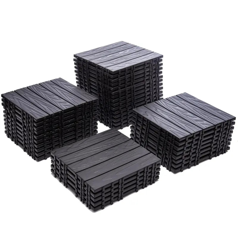 76-Pack Interlocking Plastic Deck Tiles  68.8 Sq. Ft. All-Weather, Waterproof Outdoor Flooring