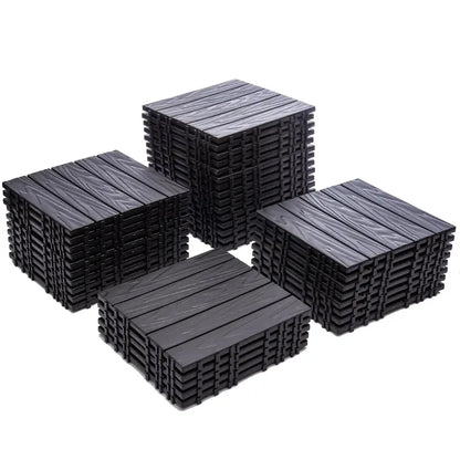 76-Pack Interlocking Plastic Deck Tiles  68.8 Sq. Ft. All-Weather, Waterproof Outdoor Flooring