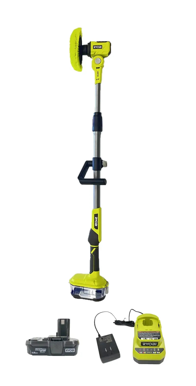 RYOBI ONE+ 18V Telescoping Power Scrubber Kit  Includes Battery, Charger & Extension Handle