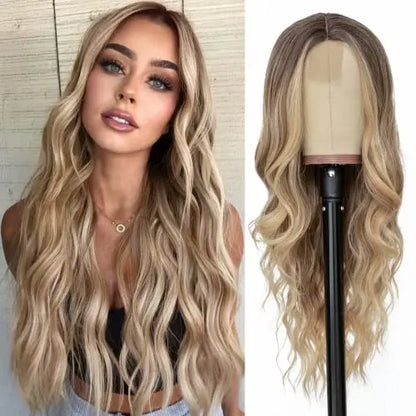 NAYOO 26″ Ombre Blonde Wavy Wig for Women  Heat Resistant, Natural Look, Daily Party Use