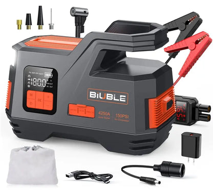4500A Peak Car Jump Starter with Integrated 150 PSI Air Compressor  Supports Gas Engines up to 10.0L and Diesel Engines