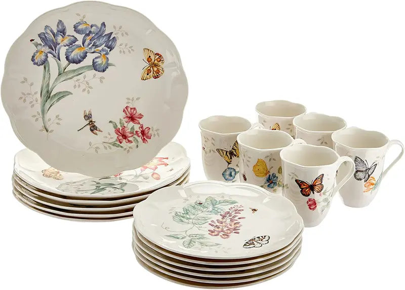 Butterfly Meadow 28-Piece Classic Dinnerware Set  Ceramic Tableware Collection
