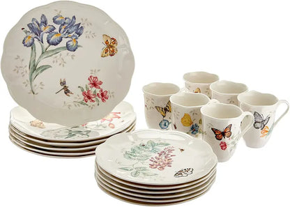 Butterfly Meadow 28-Piece Classic Dinnerware Set  Ceramic Tableware Collection