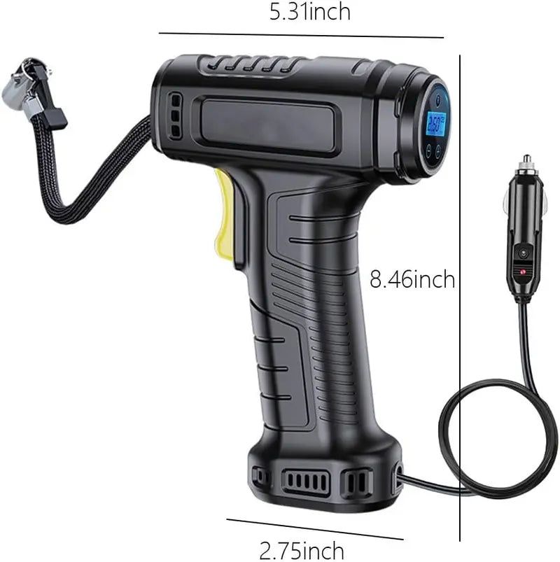 12V Tire Inflator with Emergency LED Flashlight and Digital Pressure Gauge