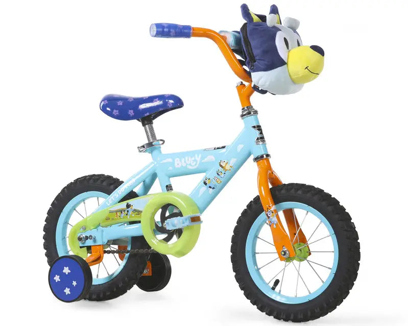 Bluey 12-Inch BMX Bike for Toddlers  Steel Frame Kids’ Bicycle with Coaster Brake, Training Wheels & Plush Carry Bag (Ages 35)