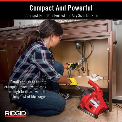 RIDGID PowerClear Drain Snake  120V Heavy-Duty Auger for Sinks, Showers &amp; Tubs (Model 55808)