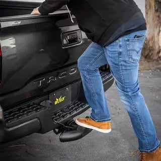 BULLY Black Bull Hitch Step with LED Brake Light, Stainless Steel, Fits 2″ & 1-1/4″ Receivers