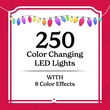 6.5 ft Madison Pine Pre-Lit Christmas Tree with 250 Color-Changing LEDs, Hinged Branches, Stand Included