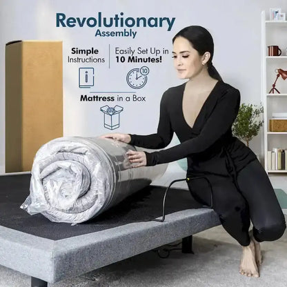 Adjustable Smart Bed Frame with Gel-Infused Memory Foam Mattress, Dual Massage, USB Charging, App & Remote Control