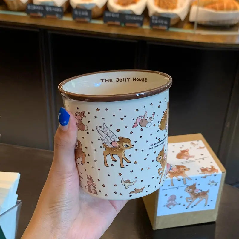 Charming Ceramic Deer-Themed Coffee Mug — Large-Capacity, Stylish Home Drinkware