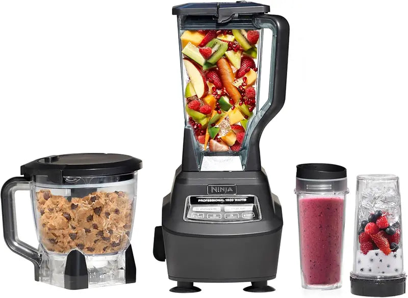 Ninja BL770 Mega Kitchen System: 1500W Blender & Processor, 72oz Pitcher, 64oz Bowl, To-Go Cups, Black