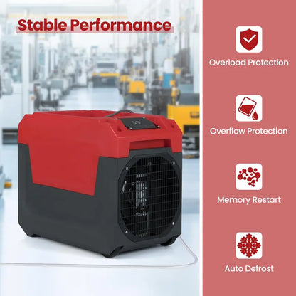 140-Pint Portable Industrial Dehumidifier  Pump-Enabled Unit for High-Moisture Basements
