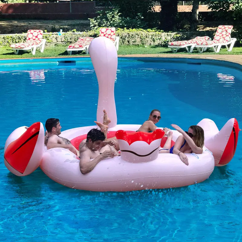 Giant Inflatable Flamingo Floating Island for 46 People