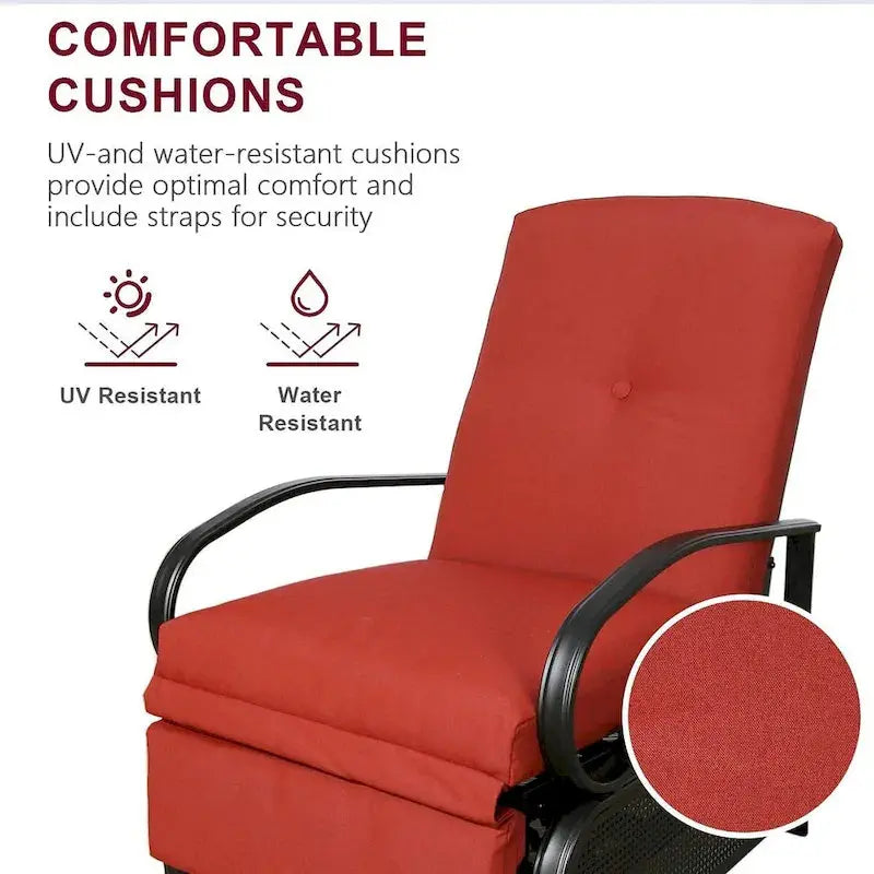 Adjustable Outdoor Reclining Lounge Sofa  Cushioned Patio Chair, Compact Dimensions