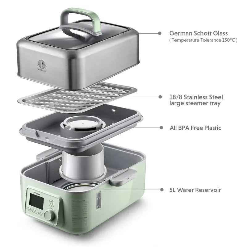 BUYDEEM 5-Quart Digital Electric Food Steamer  Multi-Layer Healthy Cooking Appliance
