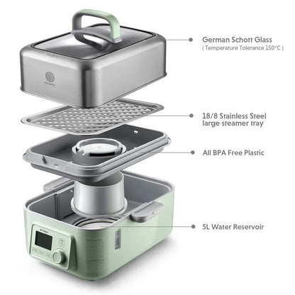 BUYDEEM 5-Quart Digital Electric Food Steamer  Multi-Layer Healthy Cooking Appliance