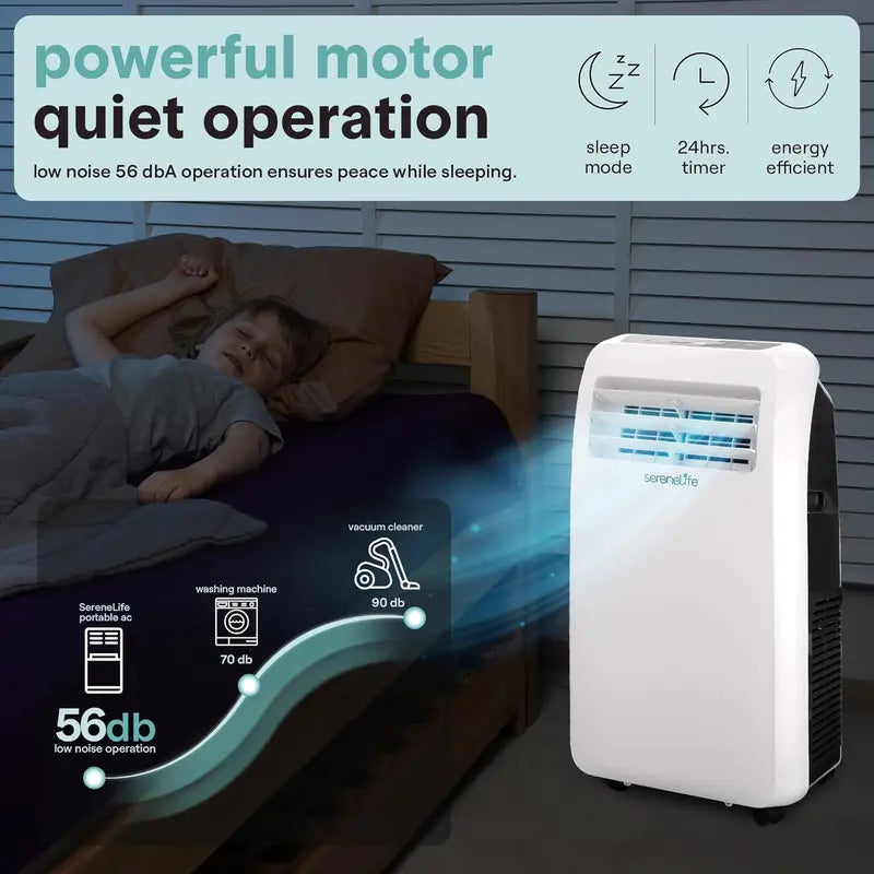 10,000 BTU Portable 4-in-1 AC Unit  Quiet Cooling, Heating, Dehumidifying, and Fan Modes with Remote & Timer