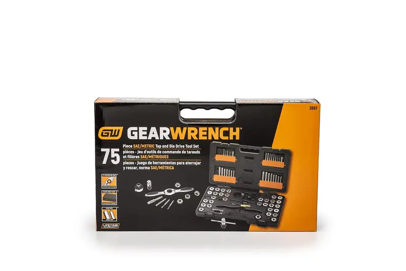 GEARWRENCH 77-Piece Ratcheting Tap & Die Set, SAE & Metric, Twist Lock Guide, Easy Operation
