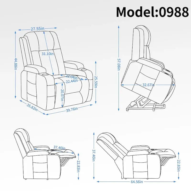 La-Z-Boy Power Lift Recliner with Single-Motor Massage, Heating, and USB Port