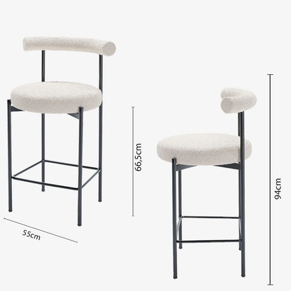 Lot de 2 chaises de bar bouclette blanche Charlotte