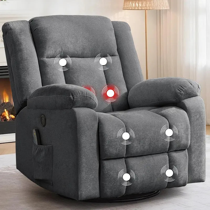 Adult Gliding Rocking Recliner  360° Rotation with Heat & Massage Functions