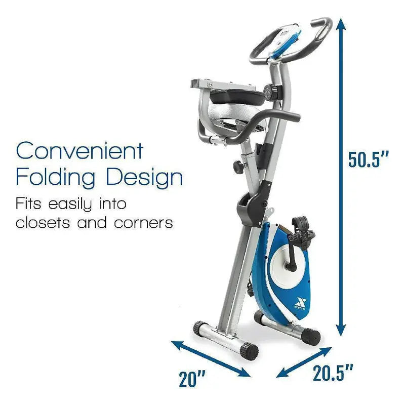 XTerra FB350 Folding Exercise Bike  Silver Indoor Cycling Machine with LCD Monitor