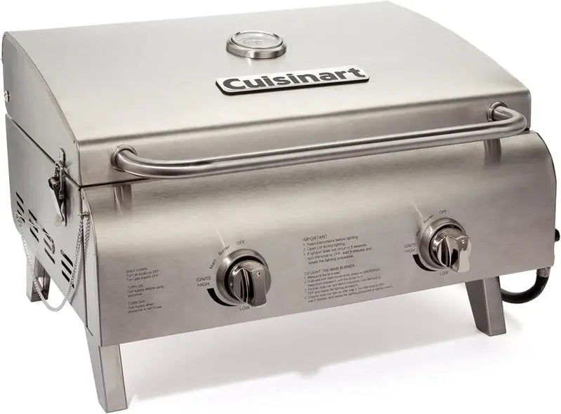 Cuisinart Chef’s Style 2-Burner Propane Grill  20,000 BTU Outdoor Tabletop Gas Grill
