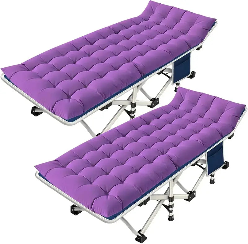 Heavy-Duty Folding Camping Cots with Built-in Mattresses  2-Piece Set for Outdoor Comfort