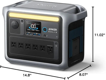 Anker SOLIX C1000 Power Station  1056Wh LiFePO4 Battery, 1800W Solar Input, 2400W Peak Output, 6 AC Outlets for Home & Off-Grid Use