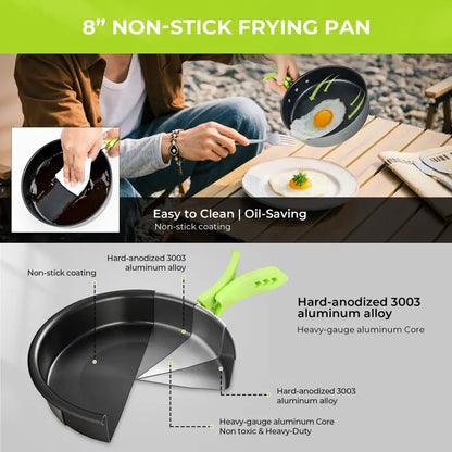 Lightweight 4-Piece Aluminum Camp Cookware Kit for Small Groups