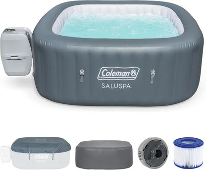 Coleman SaluSpa Atlantis Square Inflatable Hot Tub  46 Person, 140 AirJets, Insulated Cover, Portable Spa Experience