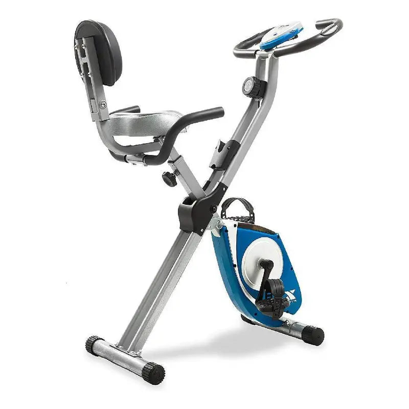 XTERRA Fitness FB350 Folding Exercise Bike, Silver  Compact Design, LCD Display, 8 Resistance Levels, Padded Seat & Back Support