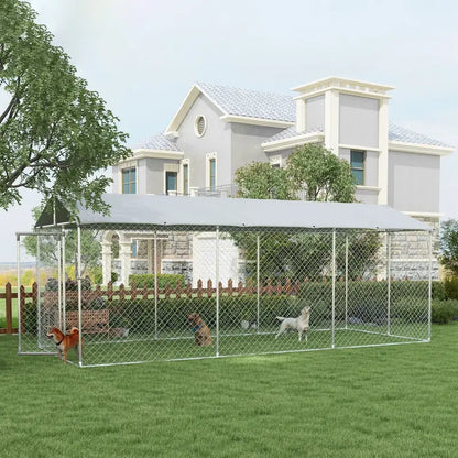PawHut Outdoor Dog Kennel  19.7 ft x 7.5 ft x 7.5 ft, Waterproof Roof & Durable Mesh Panels