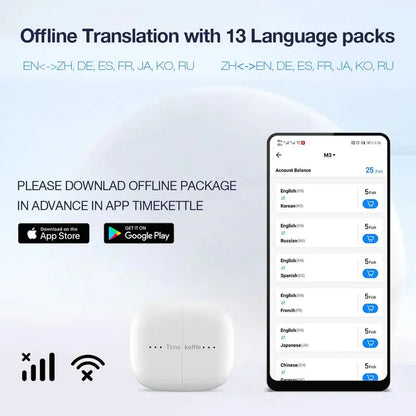 Timekettle M3 Translator Earbuds with ANC, 40-Language Support, 25-Hour Battery, Bluetooth, AI Technology